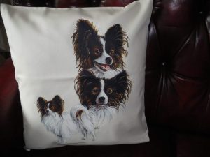 Cushion Cover with transfer print of Papillon Trio
